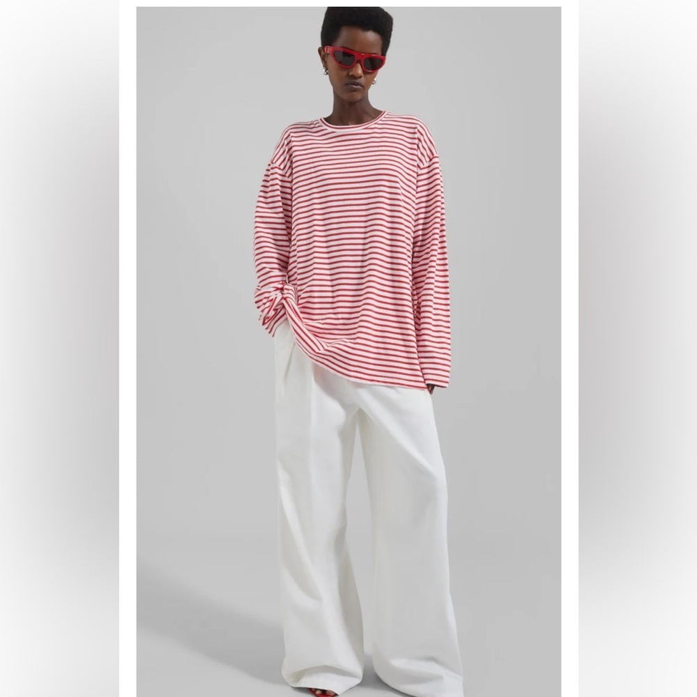 The Frankie Shop Nolan Pleated Denim Trousers- White - Picture 8 of 17